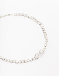 Silver Cubic Zirconia Toggle Bracelet - link has visual effect only