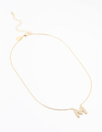 Gold Plated Pave Letter M Necklace - link has visual effect only