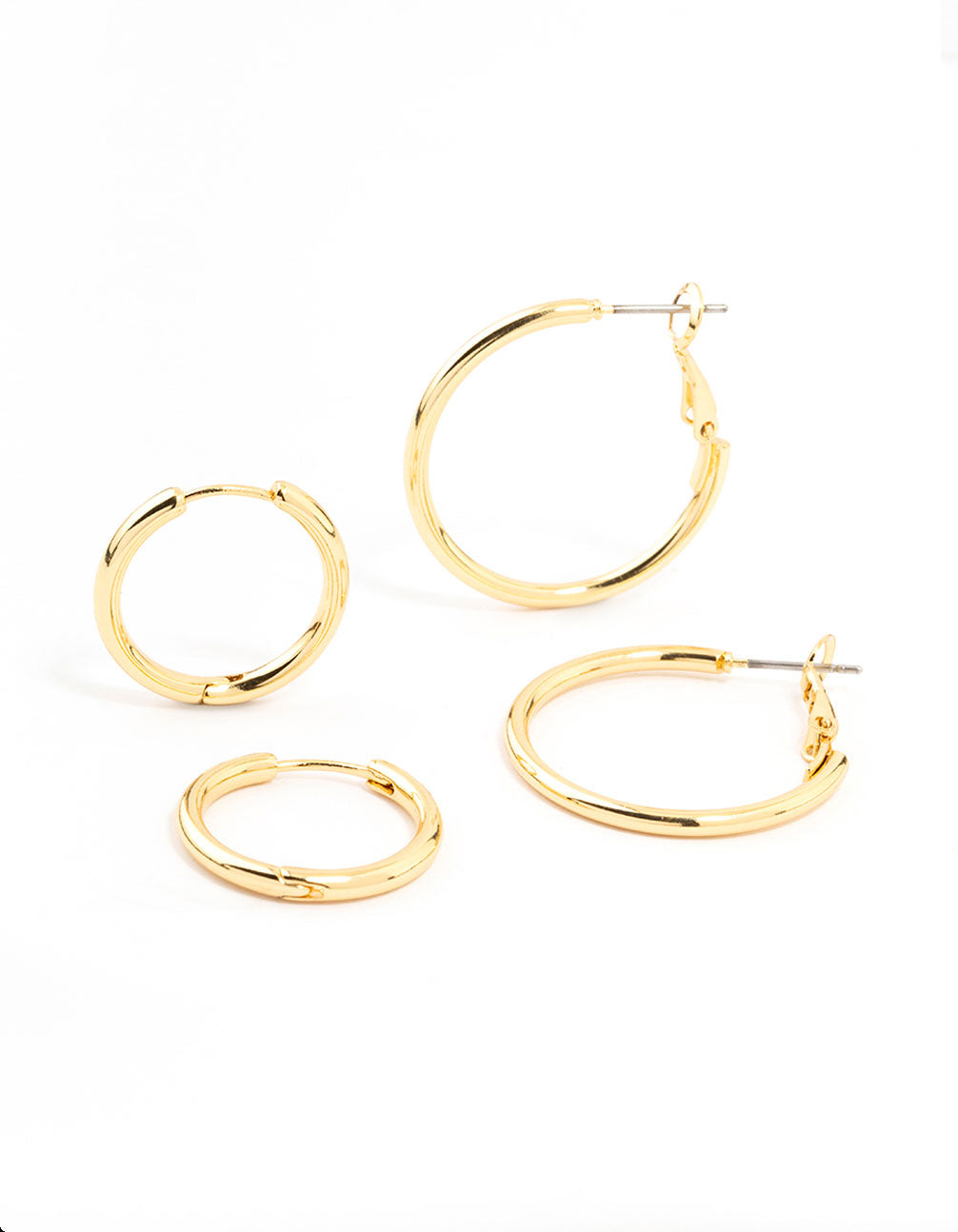 Gold Plated Thin Small & Medium Hoop Earrings 2-Pack