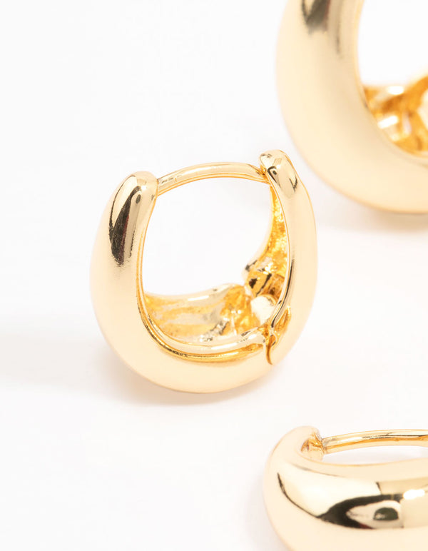 Gold Plated Small & Medium Oval Huggie Earrings
