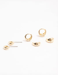 Gold Mixed Hoop Earrings 4-Pack - link has visual effect only
