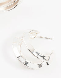Silver Pointed 3 Layered Hoop Earrings - link has visual effect only