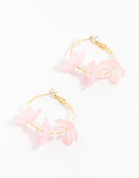 Pink Diamante Beaded Flower Hoop Earrings - link has visual effect only