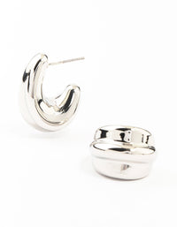 Triple Webbed Silver Hoop Earrings - link has visual effect only