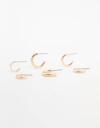 Gold Graduating Clean Huggie Earrings 3-Pack - link has visual effect only