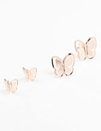 Rose Gold Multiple Butterfly Stud Earrings - link has visual effect only