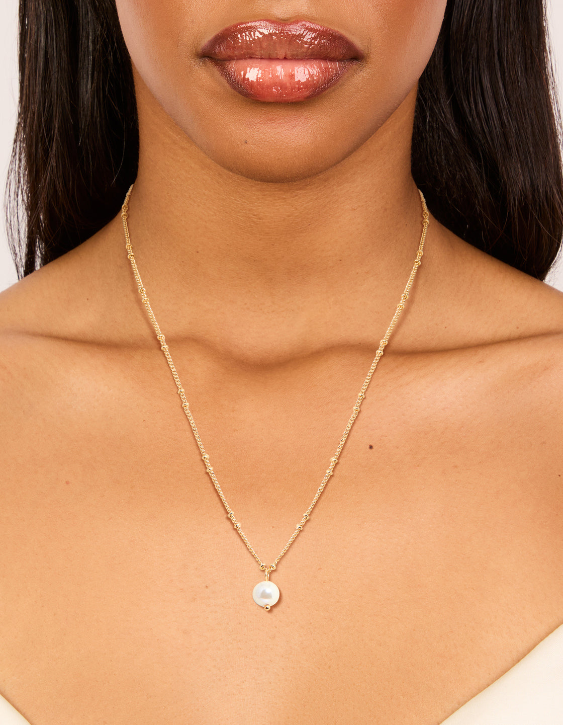Gold Ball Chain Pearl Necklace