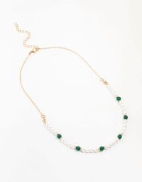 Pearl & Green Beads Necklace - link has visual effect only