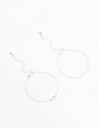 Silver Pearl Station & Diamante Bracelets 2-Pack - link has visual effect only