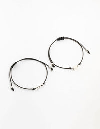 Fabric Heart & Beads Rope Bracelets 2-Pack - link has visual effect only