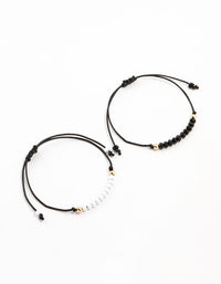 Fabric Beaded Rope Bracelets 2-Pack - link has visual effect only