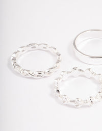 Silver Plain & Twisted Rings 3-Pack - link has visual effect only