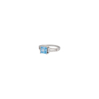 Showcasing a cubic zirconia square double band ring in silver front view - link has visual effect only