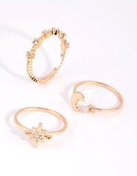 Gold Star Celestial Stacking Rings 3-Pack - link has visual effect only