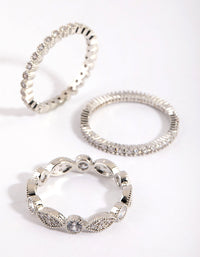 Designed with silver oval and circle cubic zirconia ring pack side detail view - link has visual effect only
