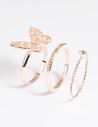 Crafted with rose gold butterfly design side detail view - link has visual effect only