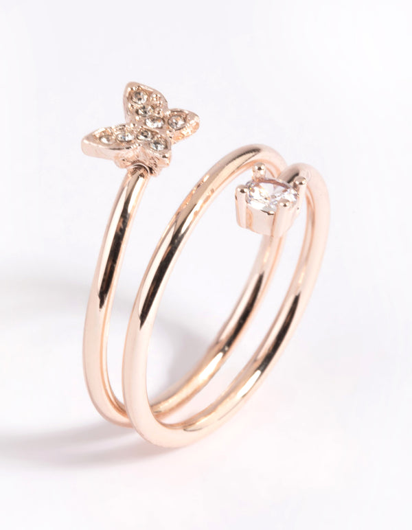 Rose Gold Mini Butterfly Wrapped Ring