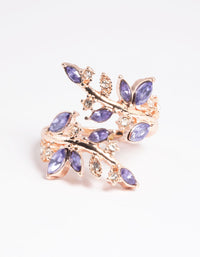 Introducing a rose gold vine wrapped ring featuring leaf details front view - link has visual effect only