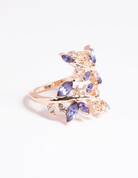 Crafted with rose gold vine wrapping leaf elements close up view - link has visual effect only