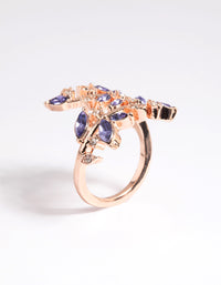 Designed with rose gold vine wrapped band featuring leaf motifs side detail view - link has visual effect only