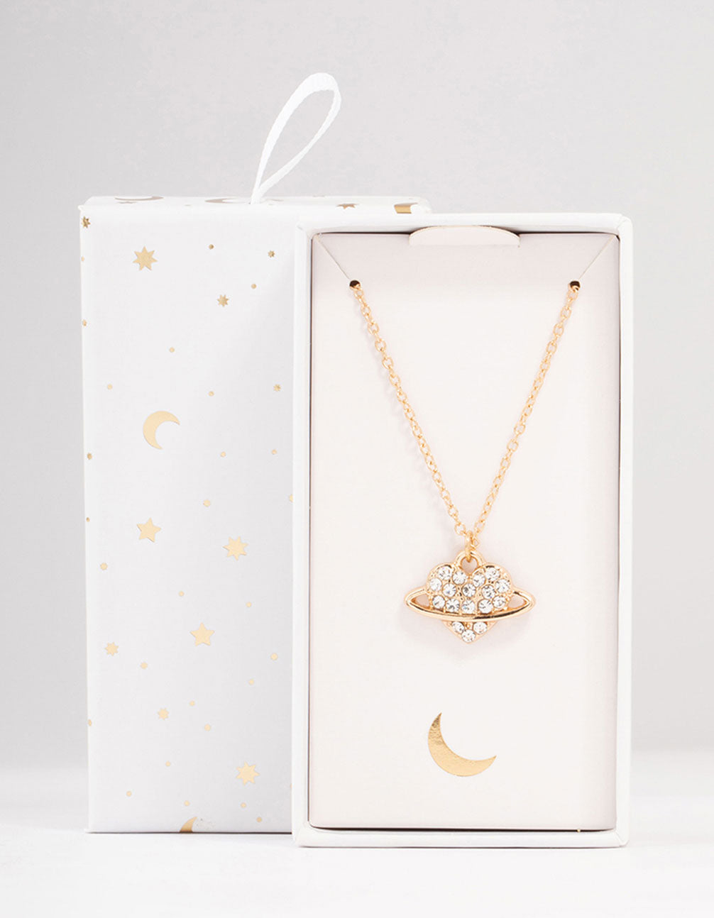 Mixed Metals Heart Planet Necklace
