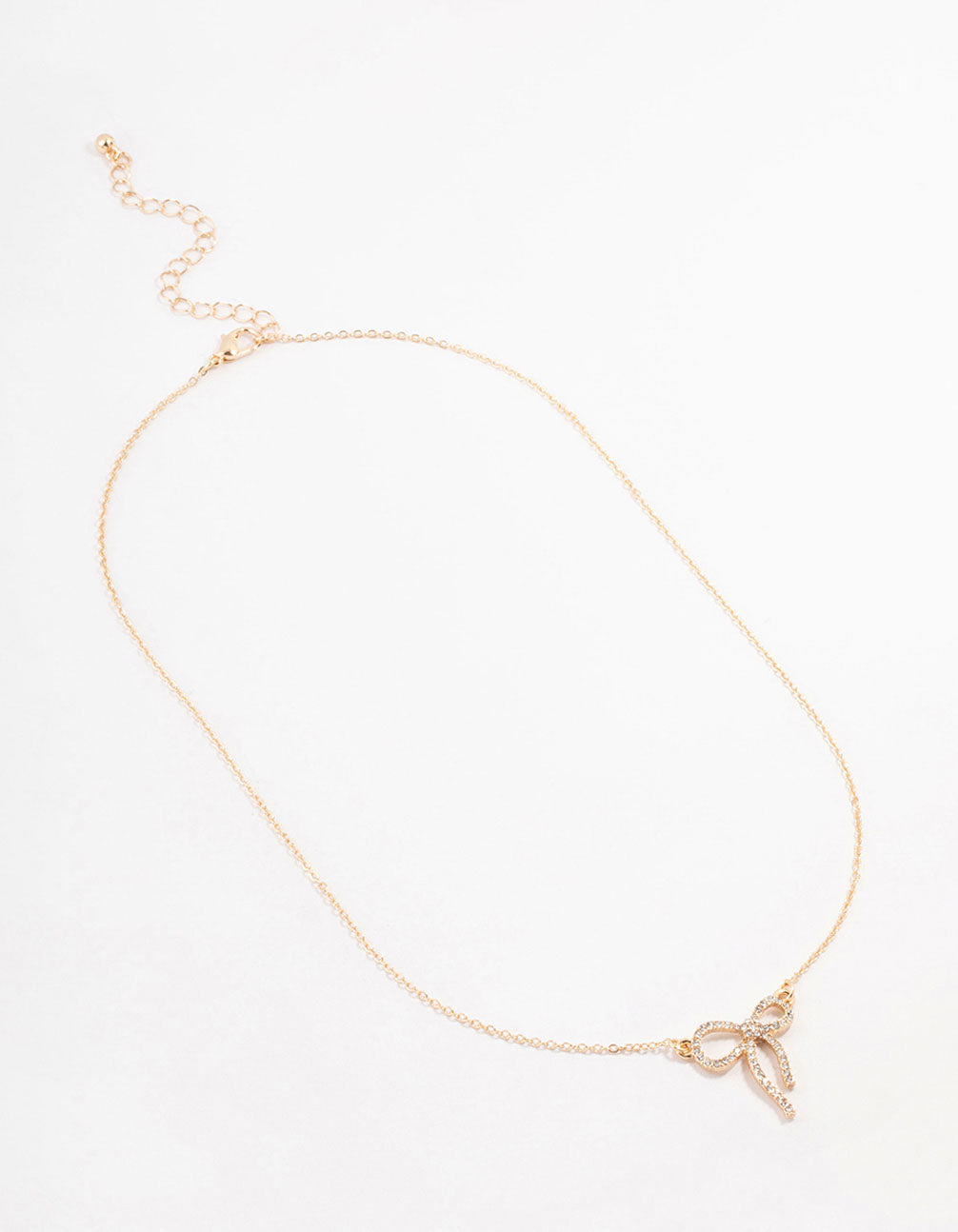 Gold Diamante Bow Necklace