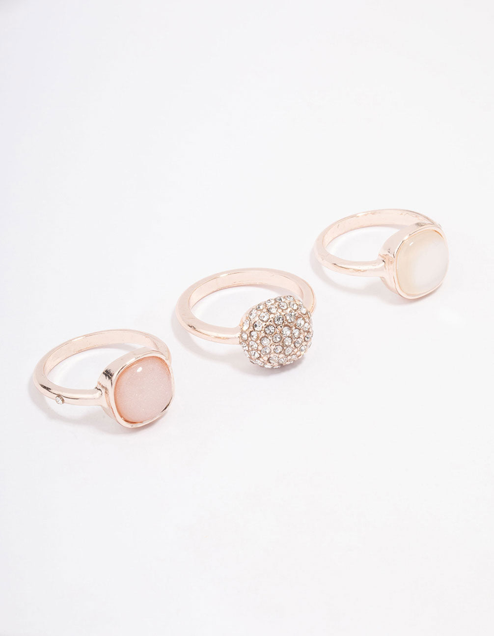 Discover rose gold pave stacking ring 3-pack with stones front view