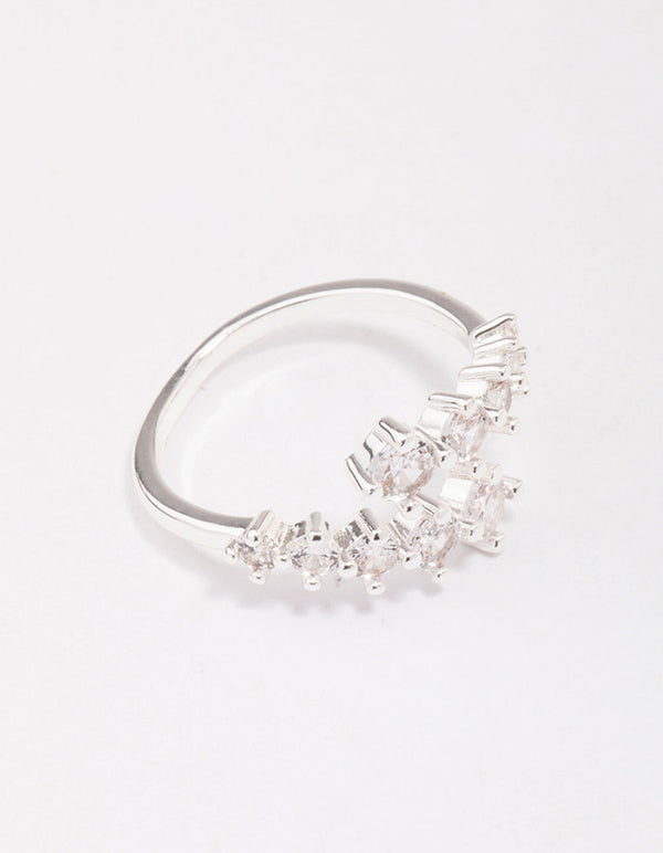 Silver Plated Graduating Cubic Zirconia Wrapped Ring