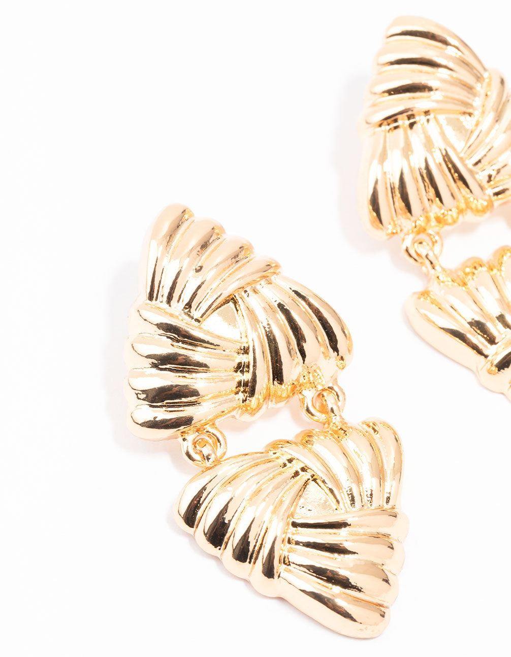 Gold Triangle Double Drop Earrings