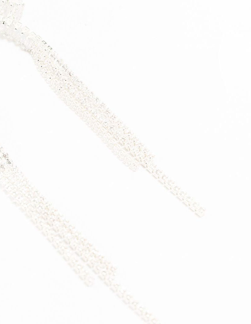 Silver Plated Baguette Loop Dangle Earrings