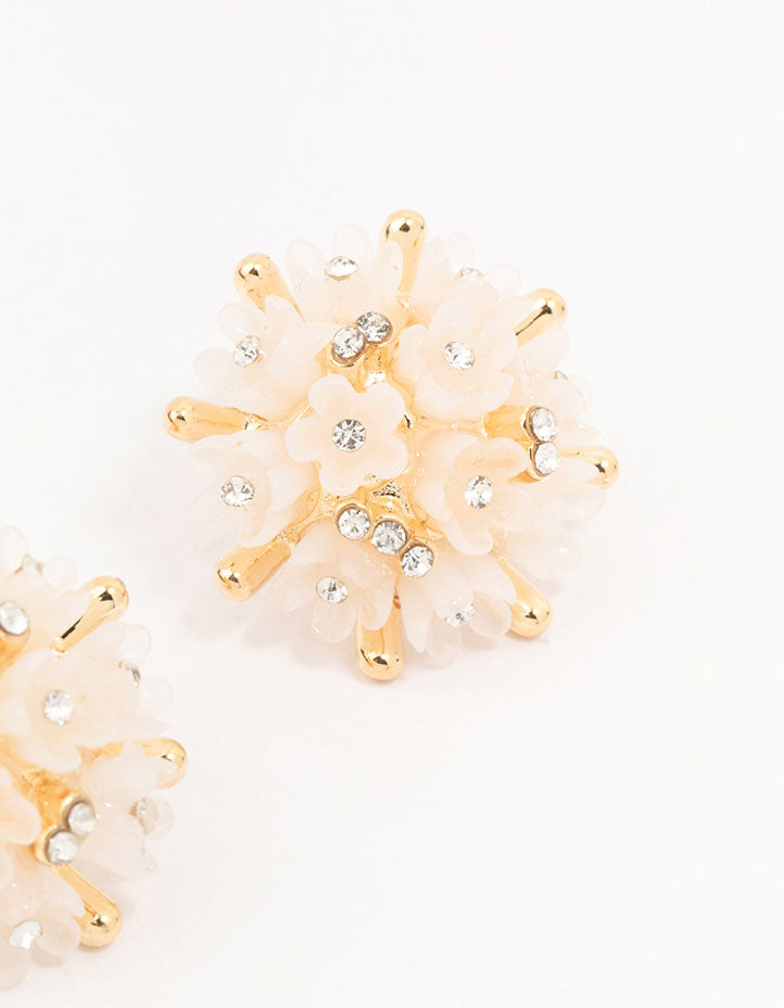 Gold Plated Mini Flower Dome Stud Earrings