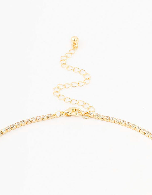 Gold Plated Tennis Butterfly Lariat Necklace