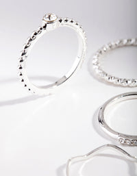 Crafted with silver diamante mixed band stacking rings 6-pack close up view - link has visual effect only