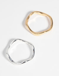Discover this gold and silver plated weave ring set front view - link has visual effect only