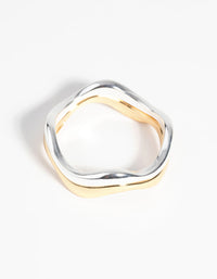 Featuring gold and silver plated weave ring set side detail view - link has visual effect only