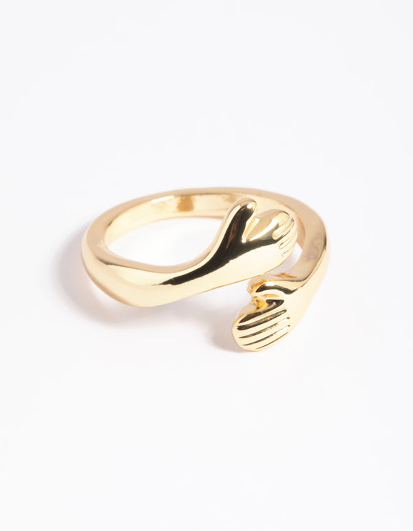 Featuring a gold plated material ring front view