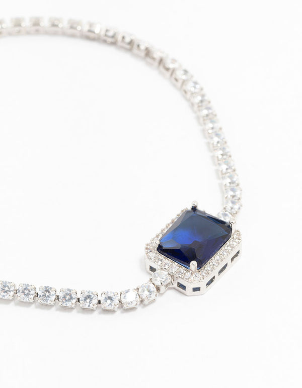 Silver Framed Rectangular Cubic Zirconia Bracelet