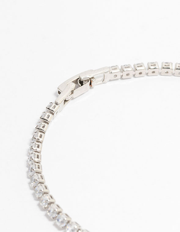 Silver Framed Rectangular Cubic Zirconia Bracelet
