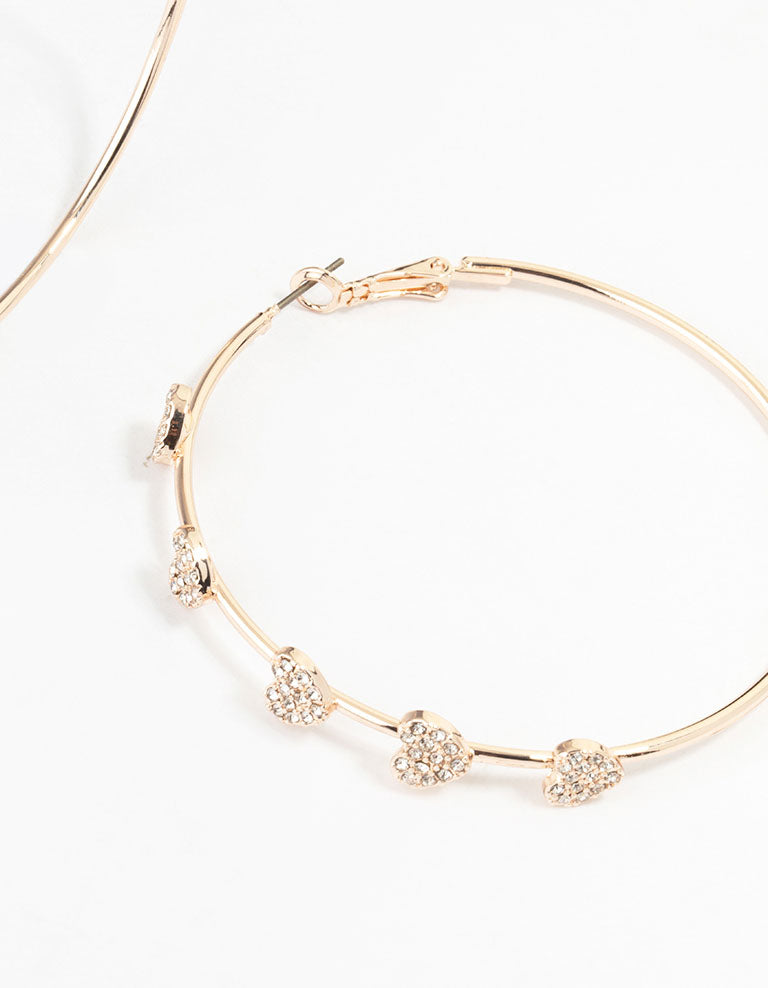 Rose Gold Heart Hoop Earrings