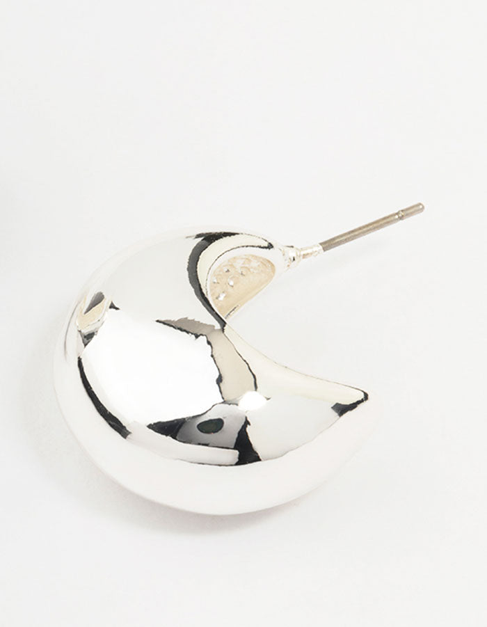 Silver Plated Brass  Chunky Hoop Earrings