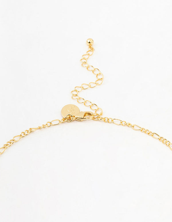 Gold Plated Brass Figaro Pearl Station Necklace