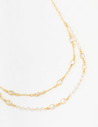 Gold Plated Brass Crystal Layered Necklace - link has visual effect only