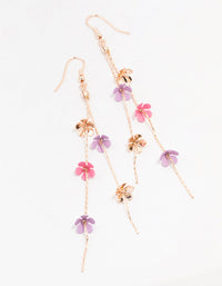Rose Gold Multi-Coloured Flower Chain Drop Earrings - link has visual effect only