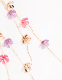 Rose Gold Multi-Coloured Flower Chain Drop Earrings - link has visual effect only