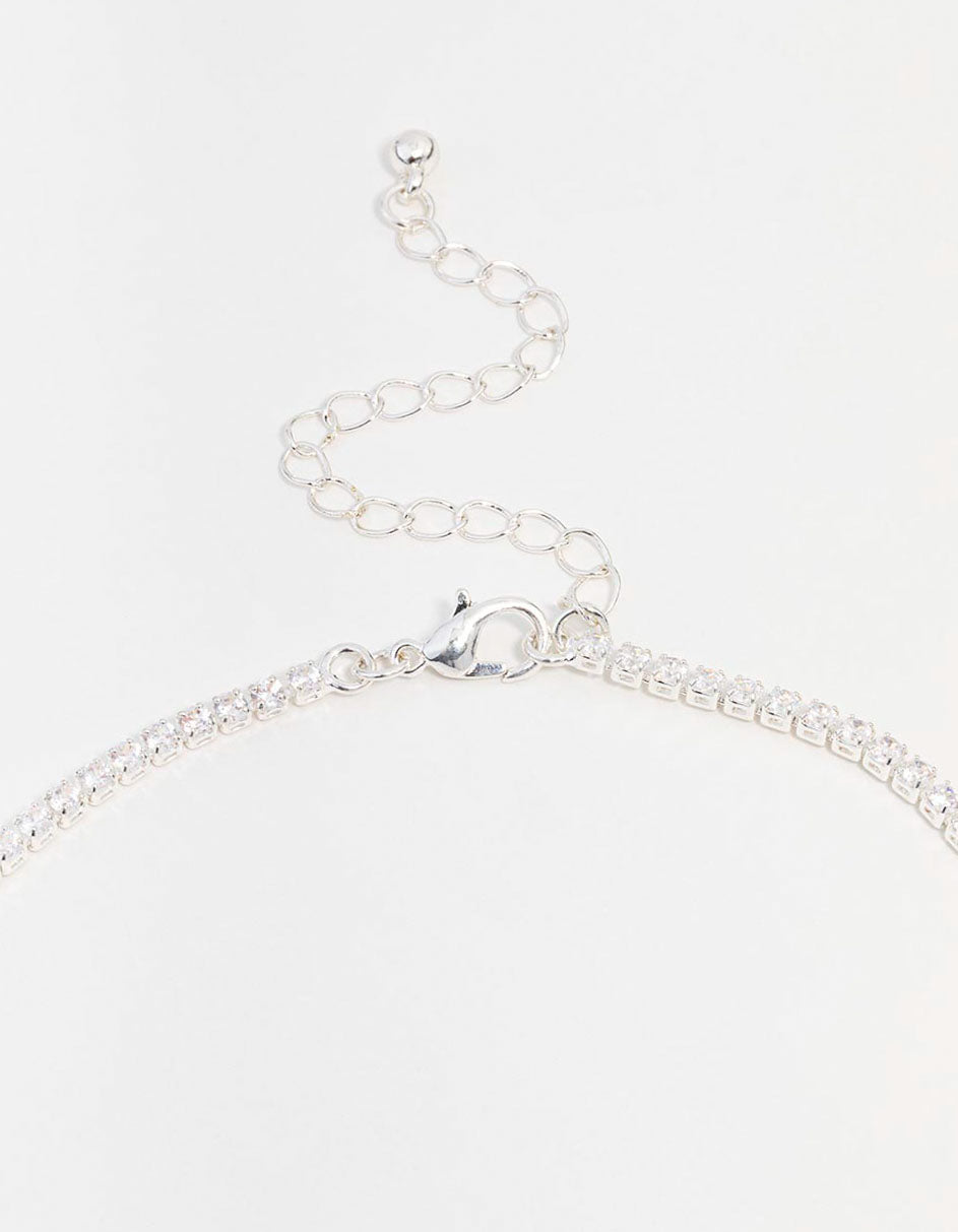 Silver Cubic Zirconia Butterfly Necklace