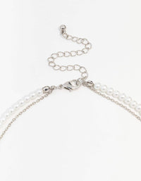 Silver Cubic Zirconia Pearl Double Choker - link has visual effect only