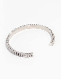 Silver Cubic Zirconia Double Wrist Cuff - link has visual effect only