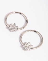 Surgical Steel Small Flower Hoop Earrings - link has visual effect only