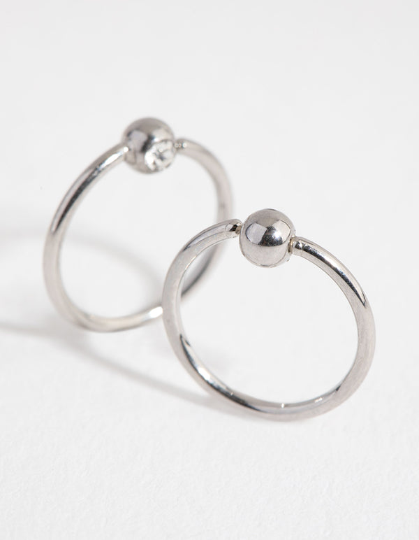Surgical Steel Diamante Hoop Earrings