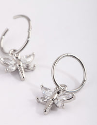 Surgical Steel Cubic Zirconia Dragonfly Hoop Earrings - link has visual effect only
